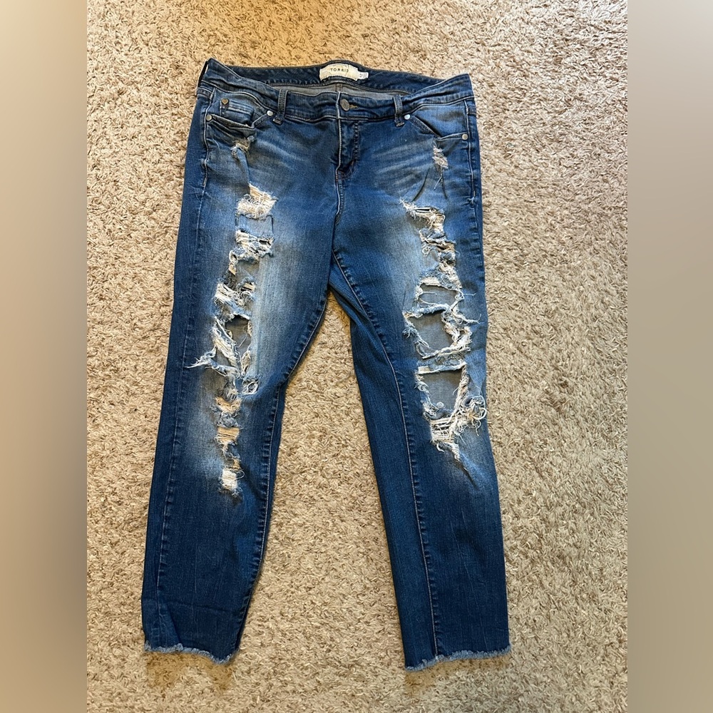 Torrid Distressed Ankle Jeans in Blue